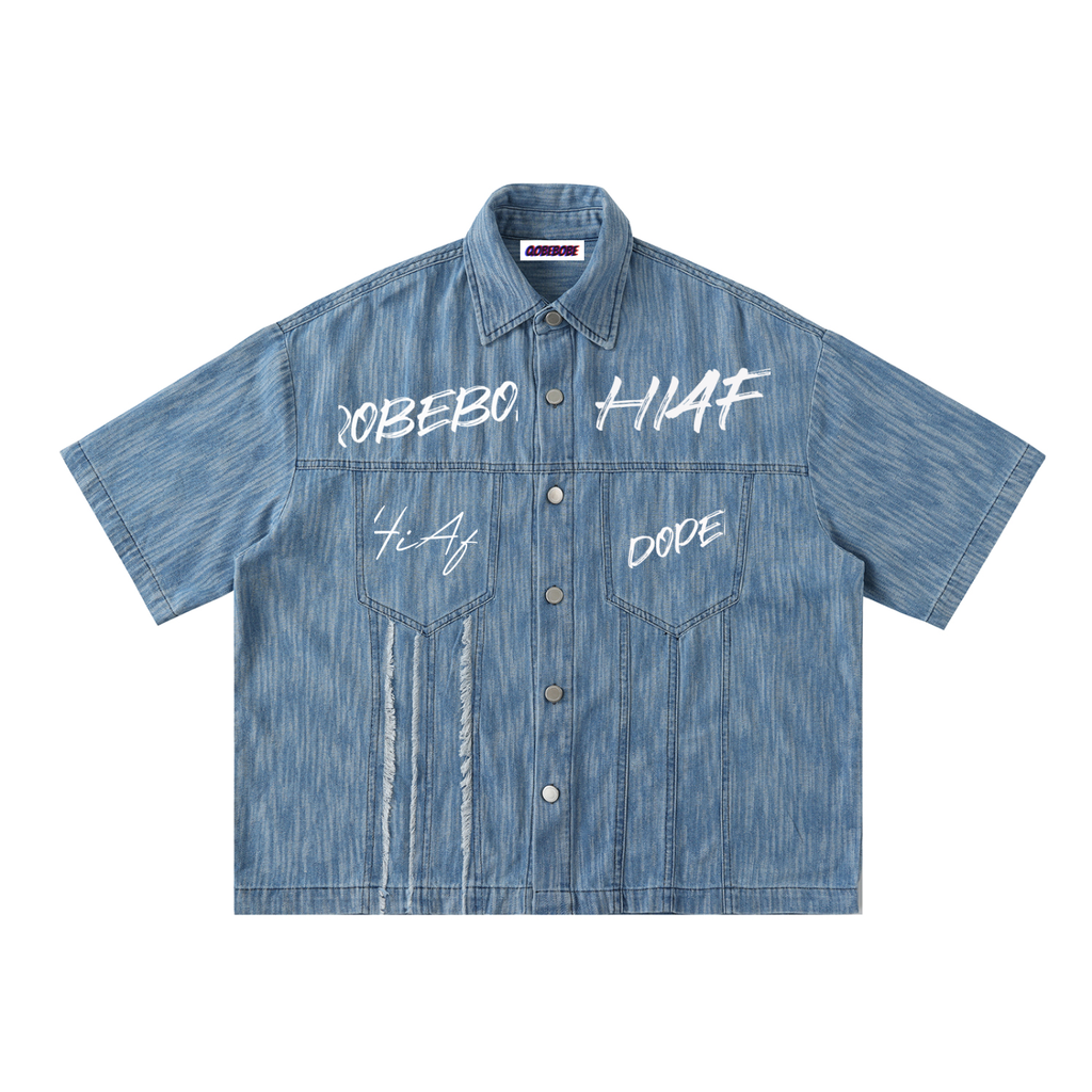 Distressed Wash Short-Sleeve Shirt